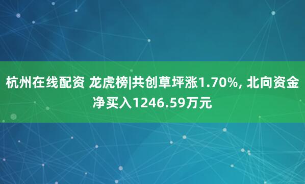 杭州在线配资 龙虎榜|共创草坪涨1.70%, 北向资金净买入1246.59万元