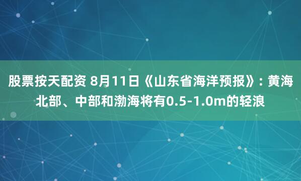 股票按天配资 8月11日《山东省海洋预报》: 黄海北部、中部和渤海将有0.5-1.0m的轻浪